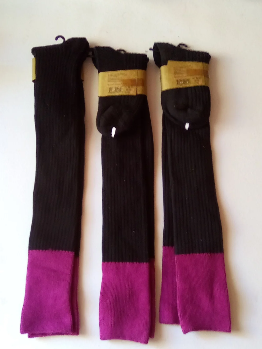 Women’s Black and Magenta Crew Socks - 3 Pack ( Bag B )